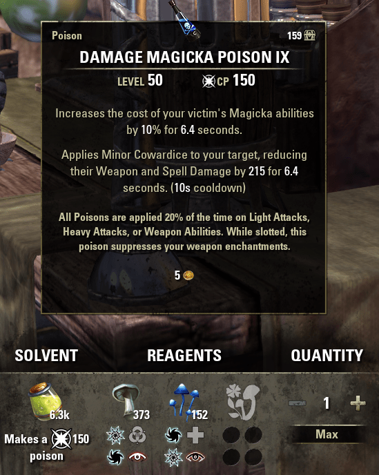 Alchemy Crafting Damage Magicka Poison IX