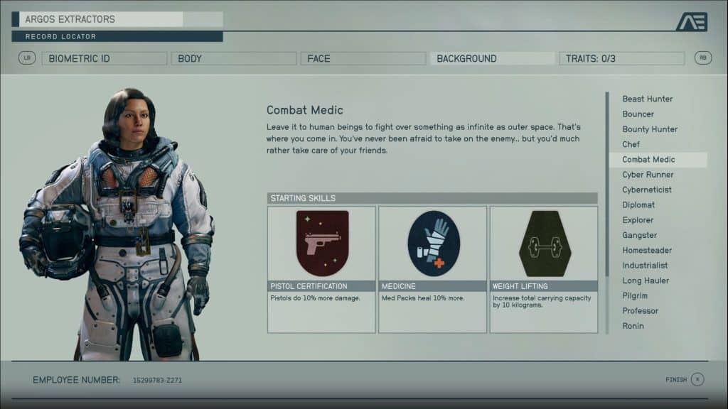 Starfield Combat Medic Character Abilities.